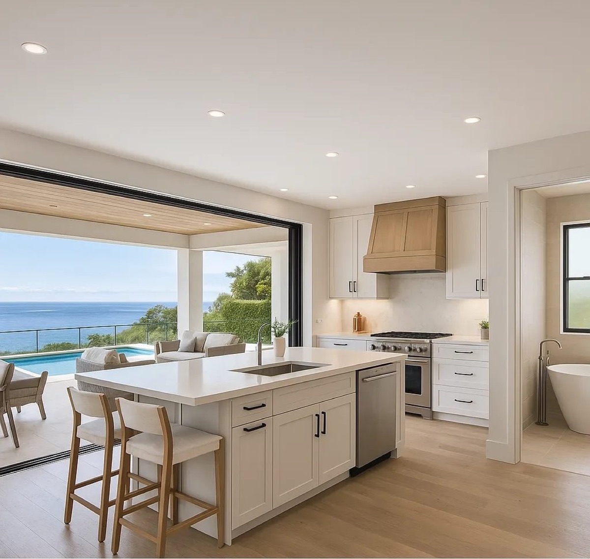 Coastal view kitchen project by Cali Dream Construction